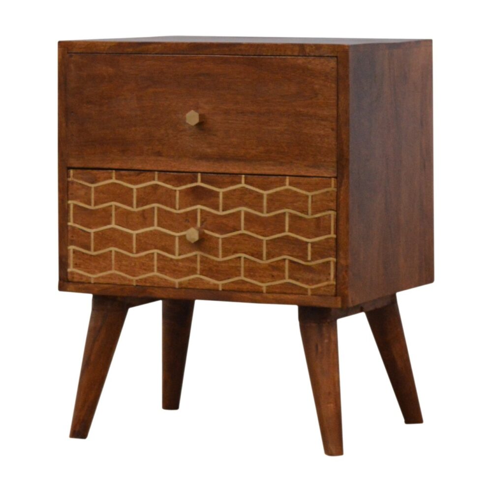IN347 - Gold Art Pattern Bedside with 2 Drawers wholesalers