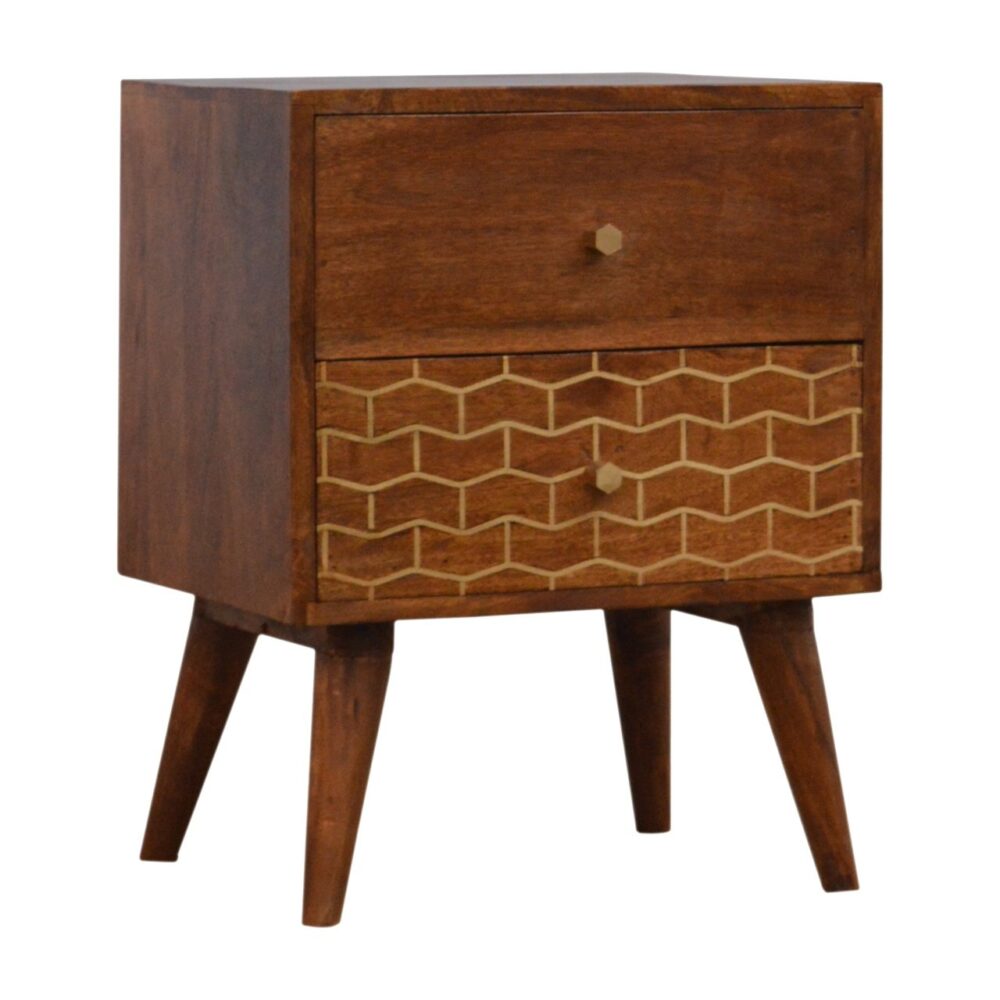 wholesale IN347 - Gold Art Pattern Bedside with 2 Drawers for resale