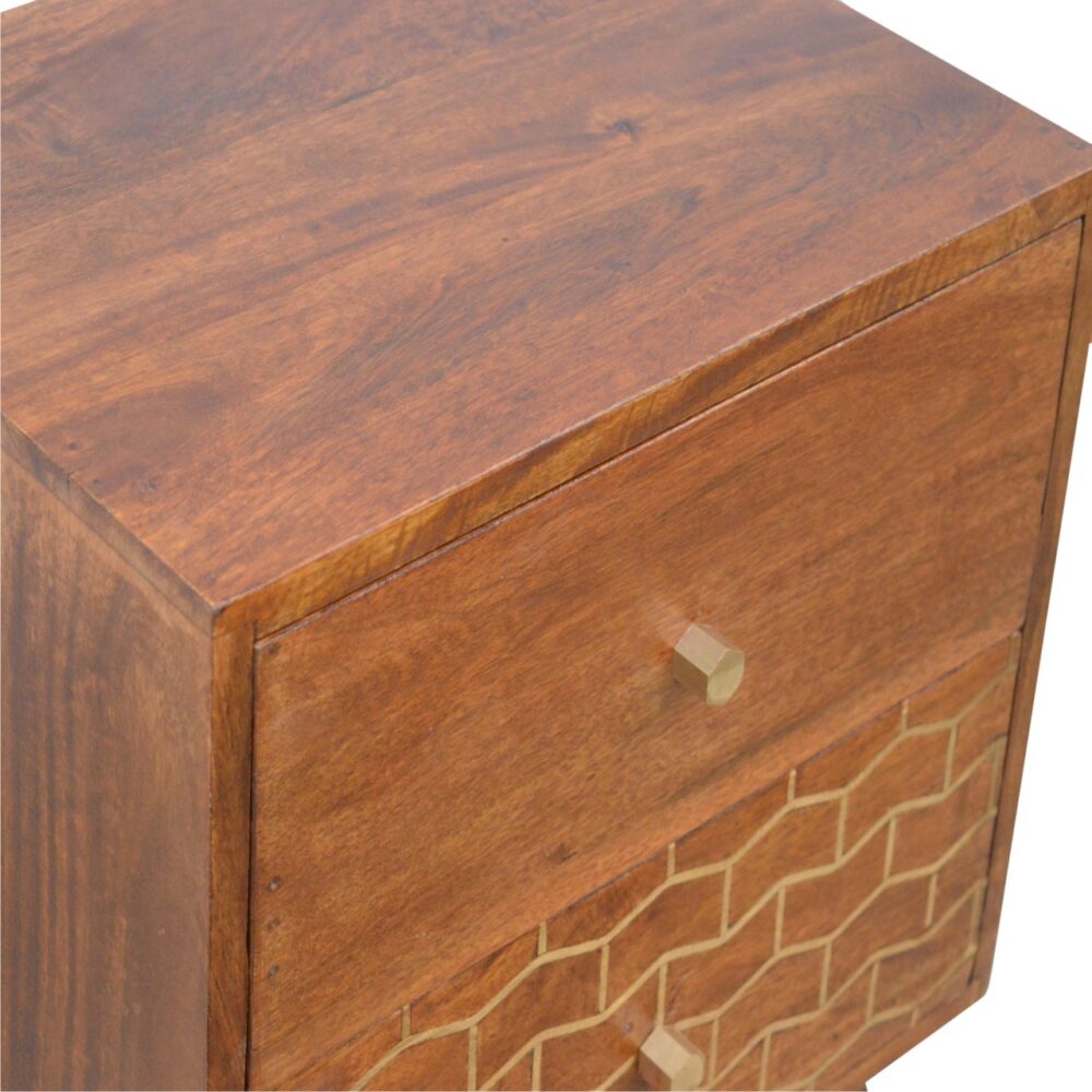 wholesale IN347 - Gold Art Pattern Bedside with 2 Drawers for resale