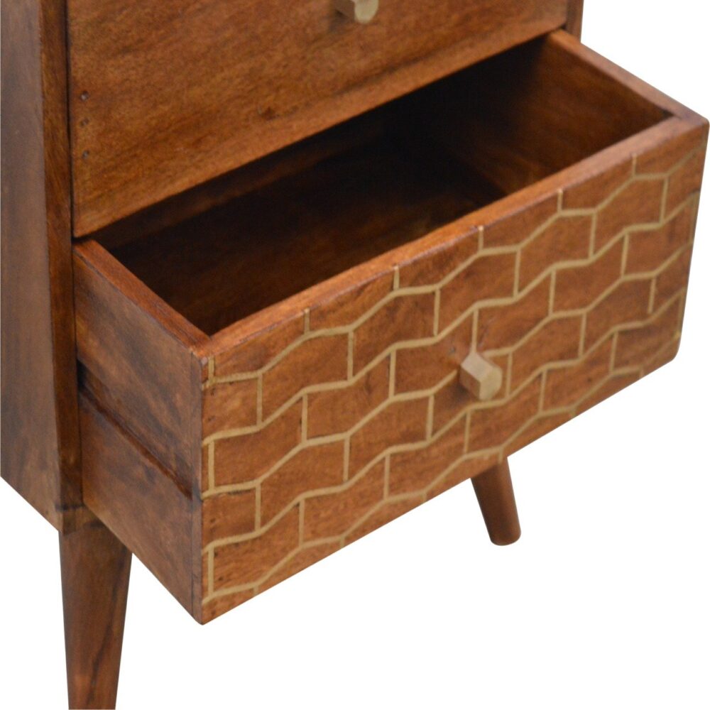 IN347 - Gold Art Pattern Bedside with 2 Drawers for resell