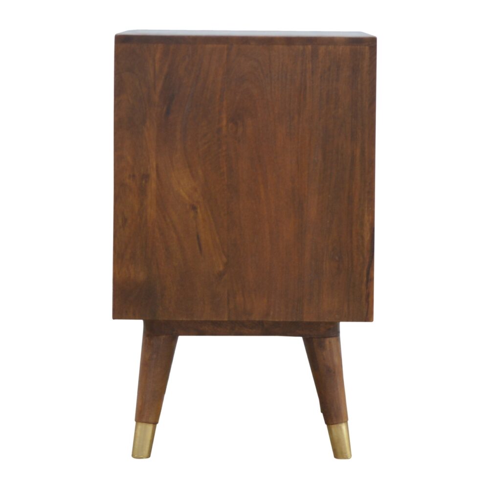 Chestnut Brass Inlay Cut Out Bedside for wholesale