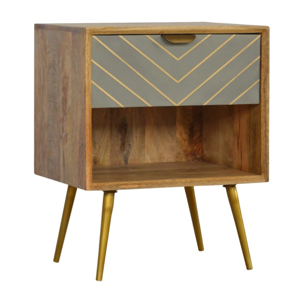 wholesale IN374 - Sleek Cement Brass Inlay Bedside with Open Slot for resale