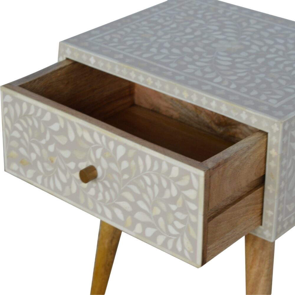 IN450 - Floral Bone Inlay Bedside for resell