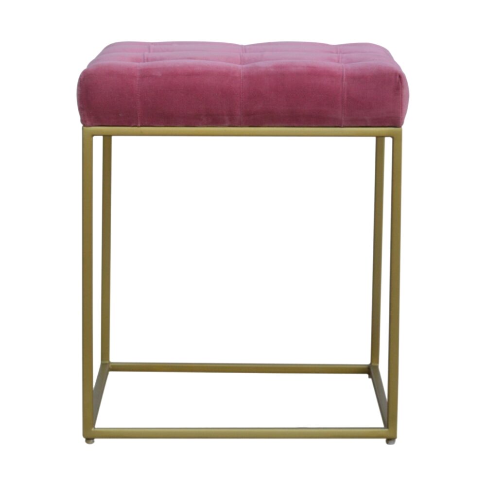 IN462 - Pink Velvet Footstool with Gold Base wholesalers