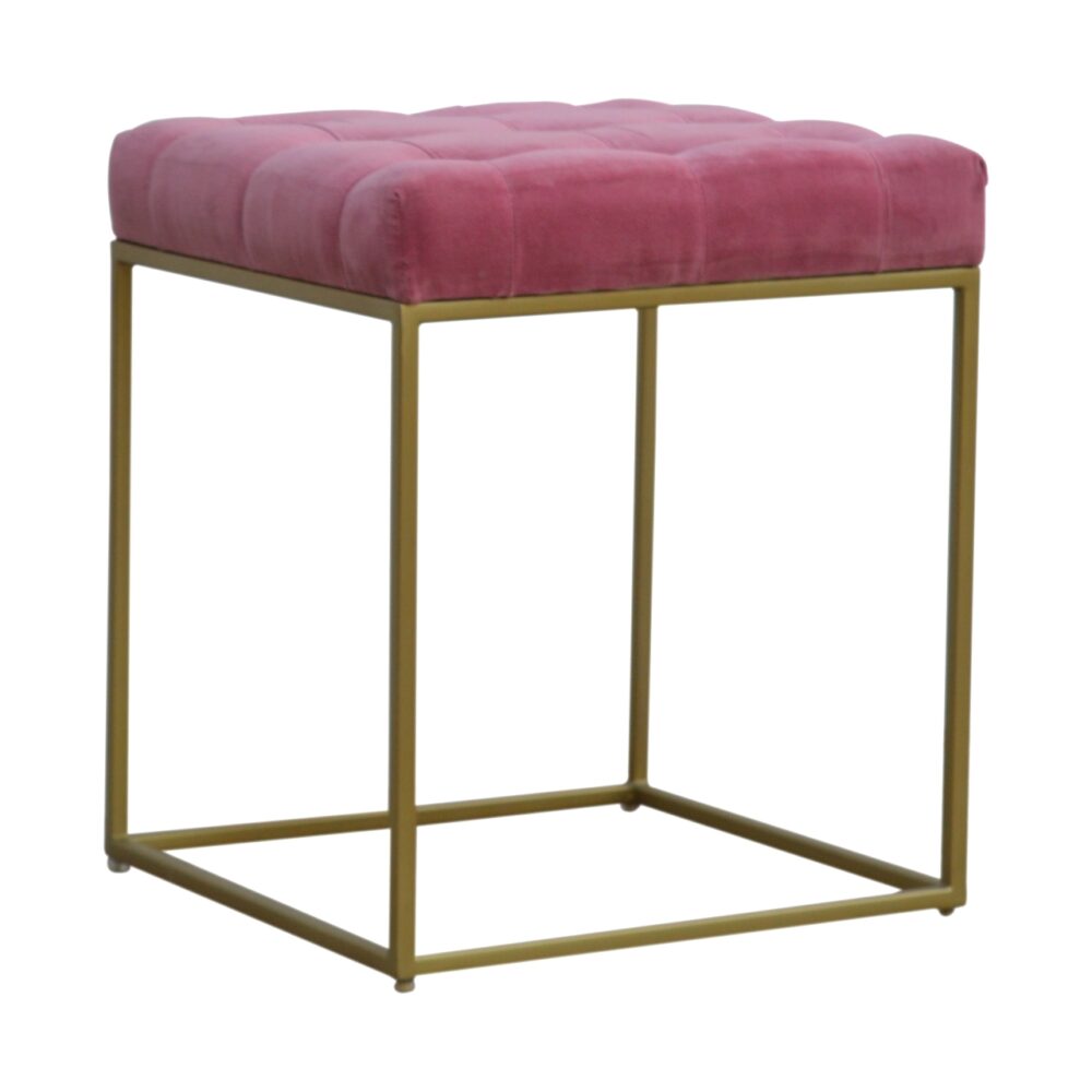 wholesale IN462 - Pink Velvet Footstool with Gold Base for resale