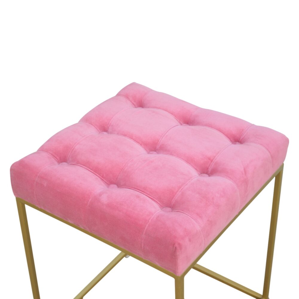 IN462 - Pink Velvet Footstool with Gold Base for resell
