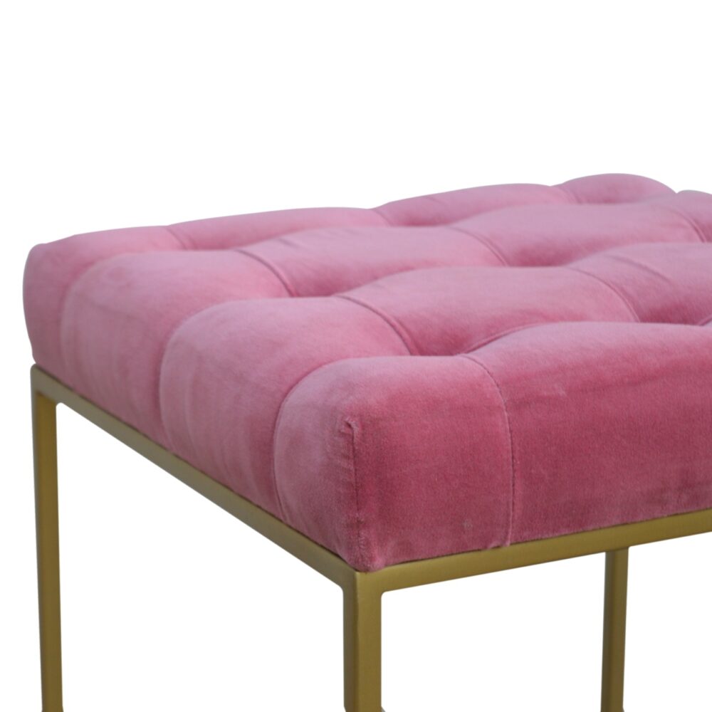 IN462 - Pink Velvet Footstool with Gold Base for wholesale