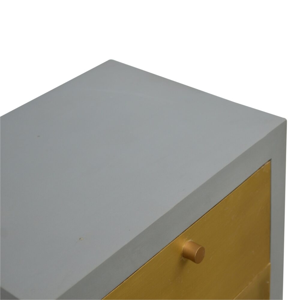 IN476 - Sleek Cement Bedside with Gold Drawer Fronts for resell