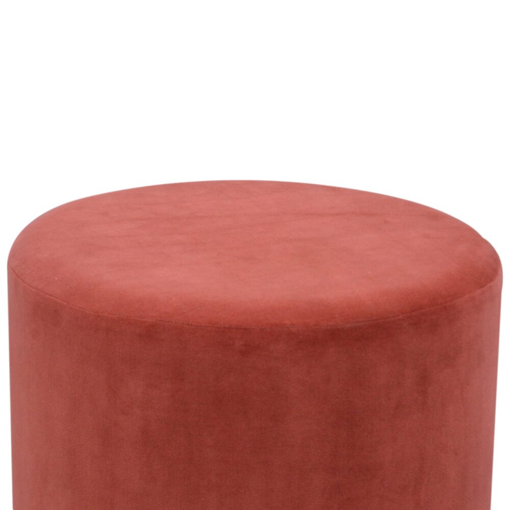 IN836 - Large Brick Red Velvet Footstool with Wooden Base for resell