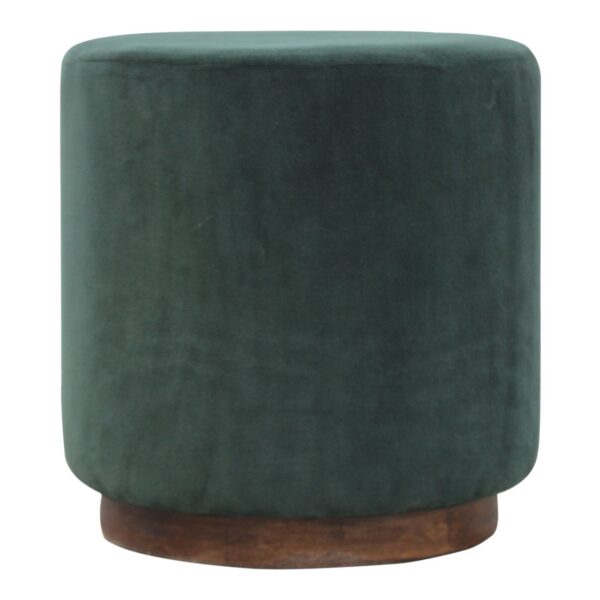IN837 - Large Emerald Green Velvet Footstool with Wooden Base for resale