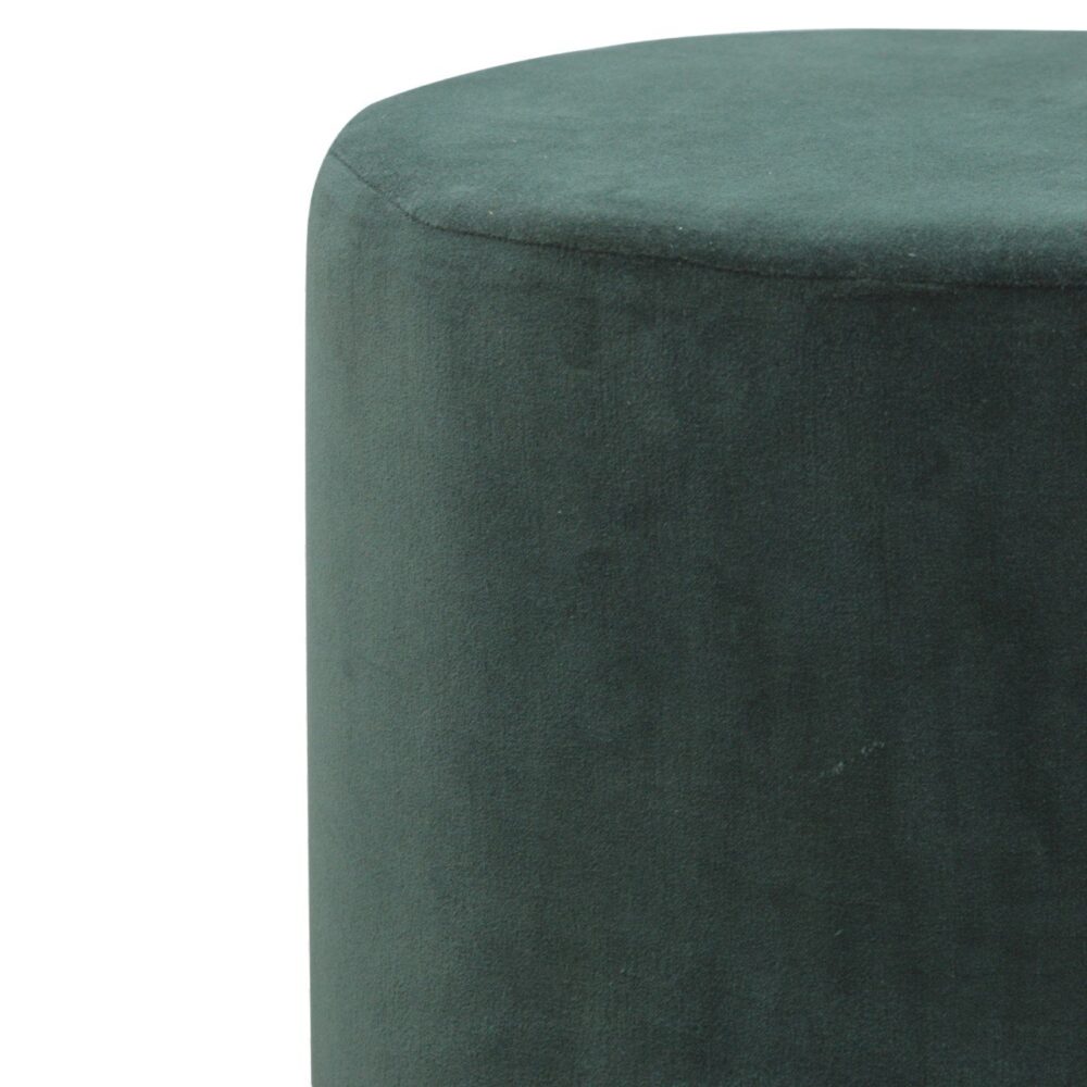 IN837 - Large Emerald Green Velvet Footstool with Wooden Base dropshipping