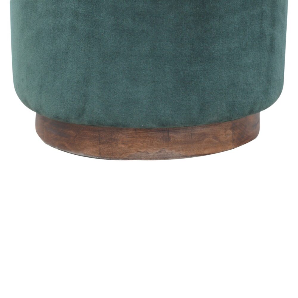 IN837 - Large Emerald Green Velvet Footstool with Wooden Base for resell