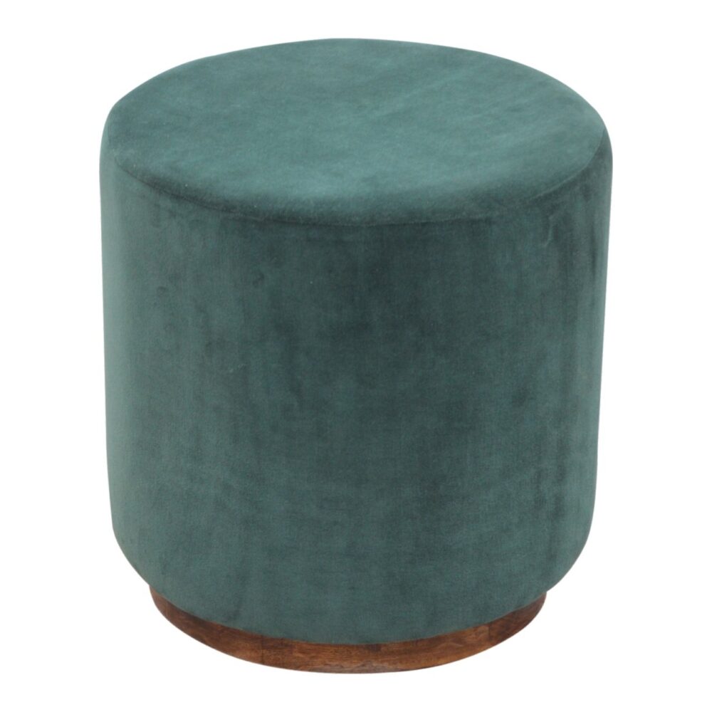 IN837 - Large Emerald Green Velvet Footstool with Wooden Base wholesalers