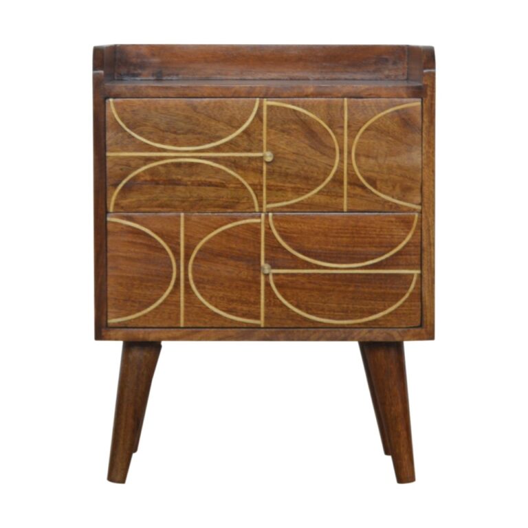 IN926 - Chestnut Gold Inlay Abstract Bedside for resale