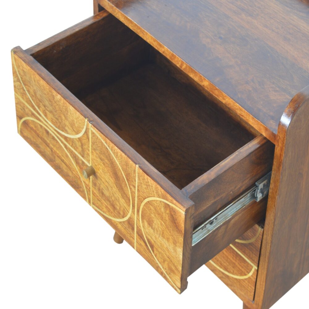 IN926 - Chestnut Gold Inlay Abstract Bedside for resell
