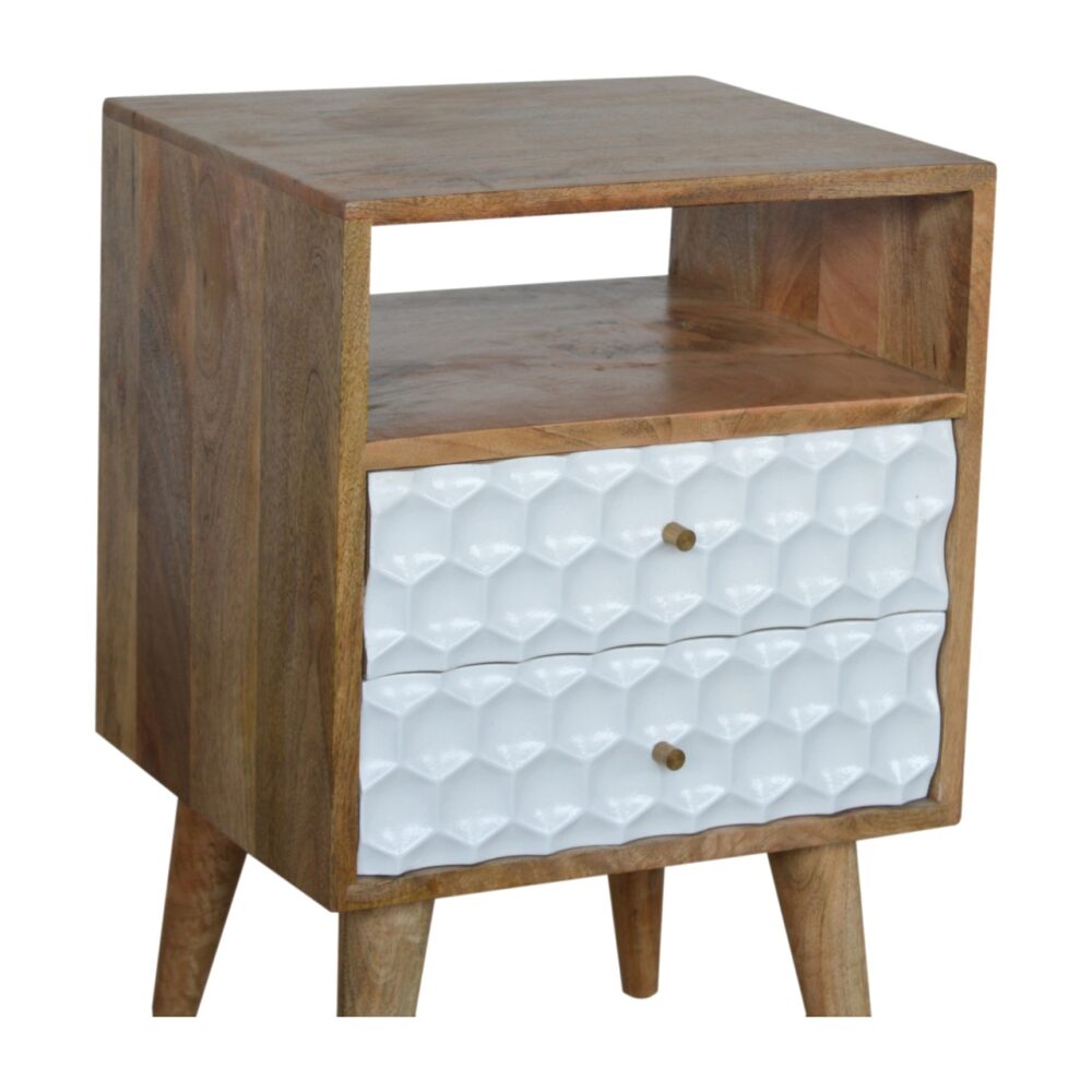 IN940 - Honeycomb Carved Bedside with Open Slot for reselling