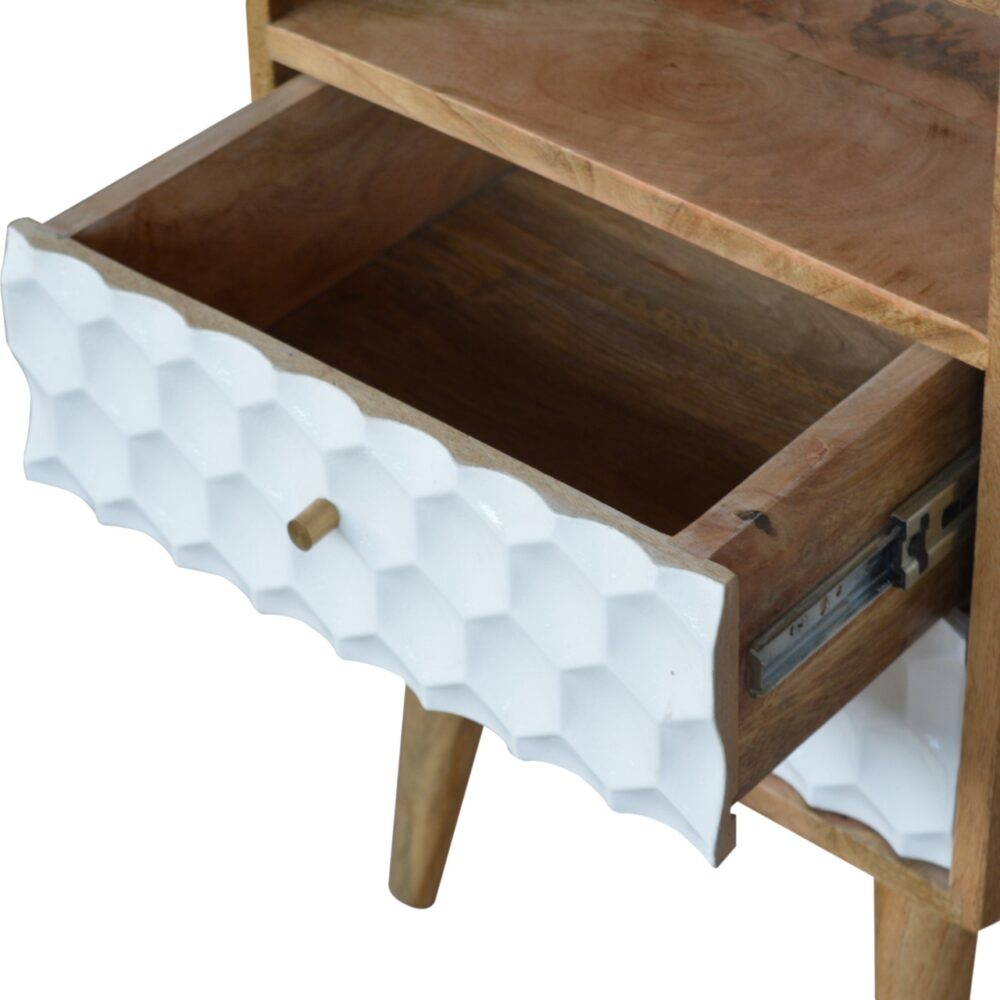 IN940 - Honeycomb Carved Bedside with Open Slot dropshipping