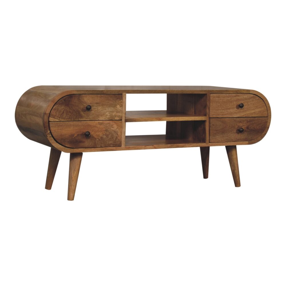 Oak-ish Circular Media Unit with 2 Open Slots - Image 4