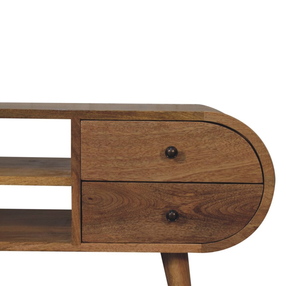 Oak-ish Circular Media Unit with 2 Open Slots - Image 5