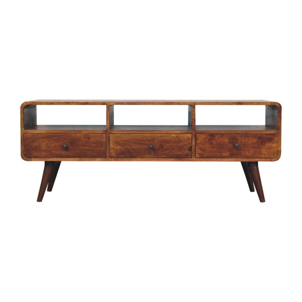 Trio Curved Chestnut Media Unit - Image 2