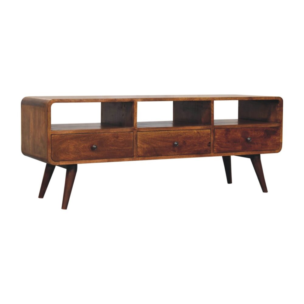 Trio Curved Chestnut Media Unit - Image 3