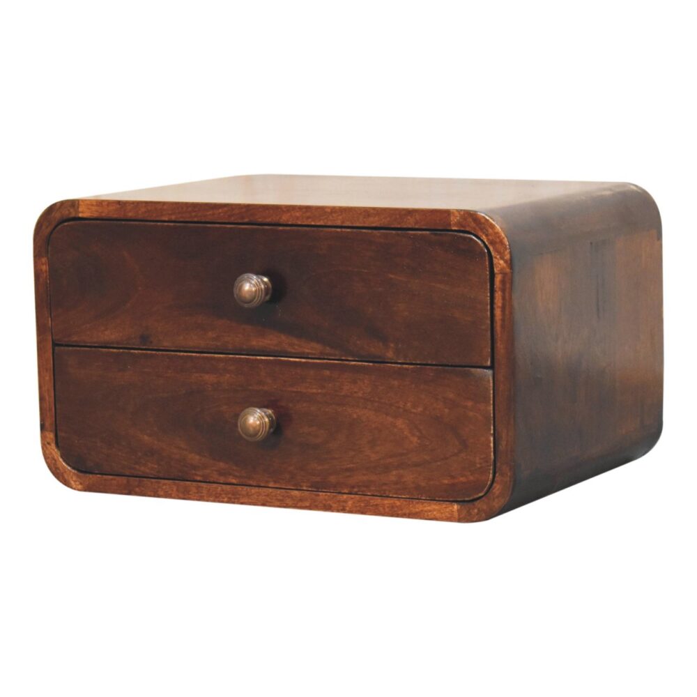 Curved California Walnut Wall Mounted Bedside - Image 4