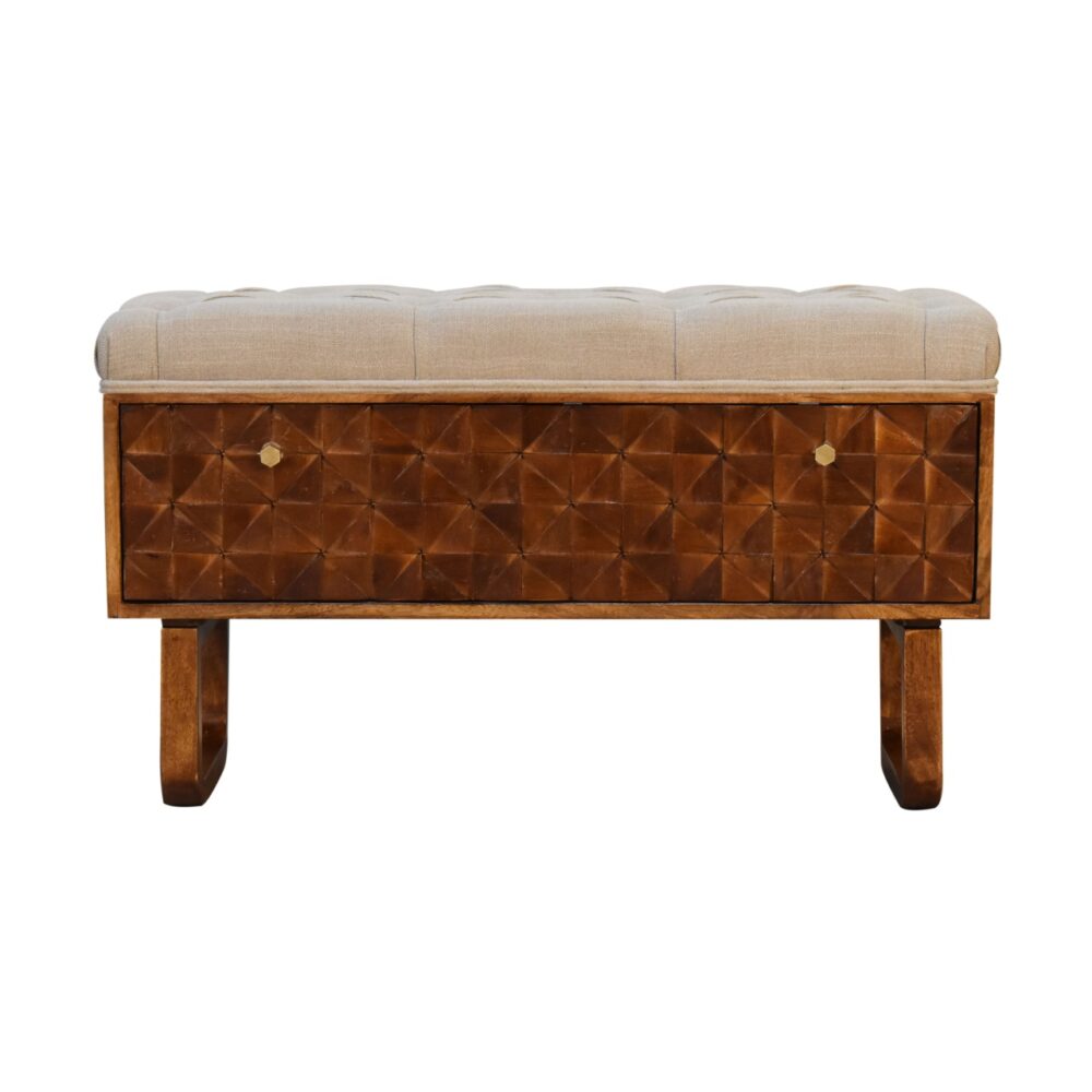 'U' Chestnut Pineapple Bench - Image 4