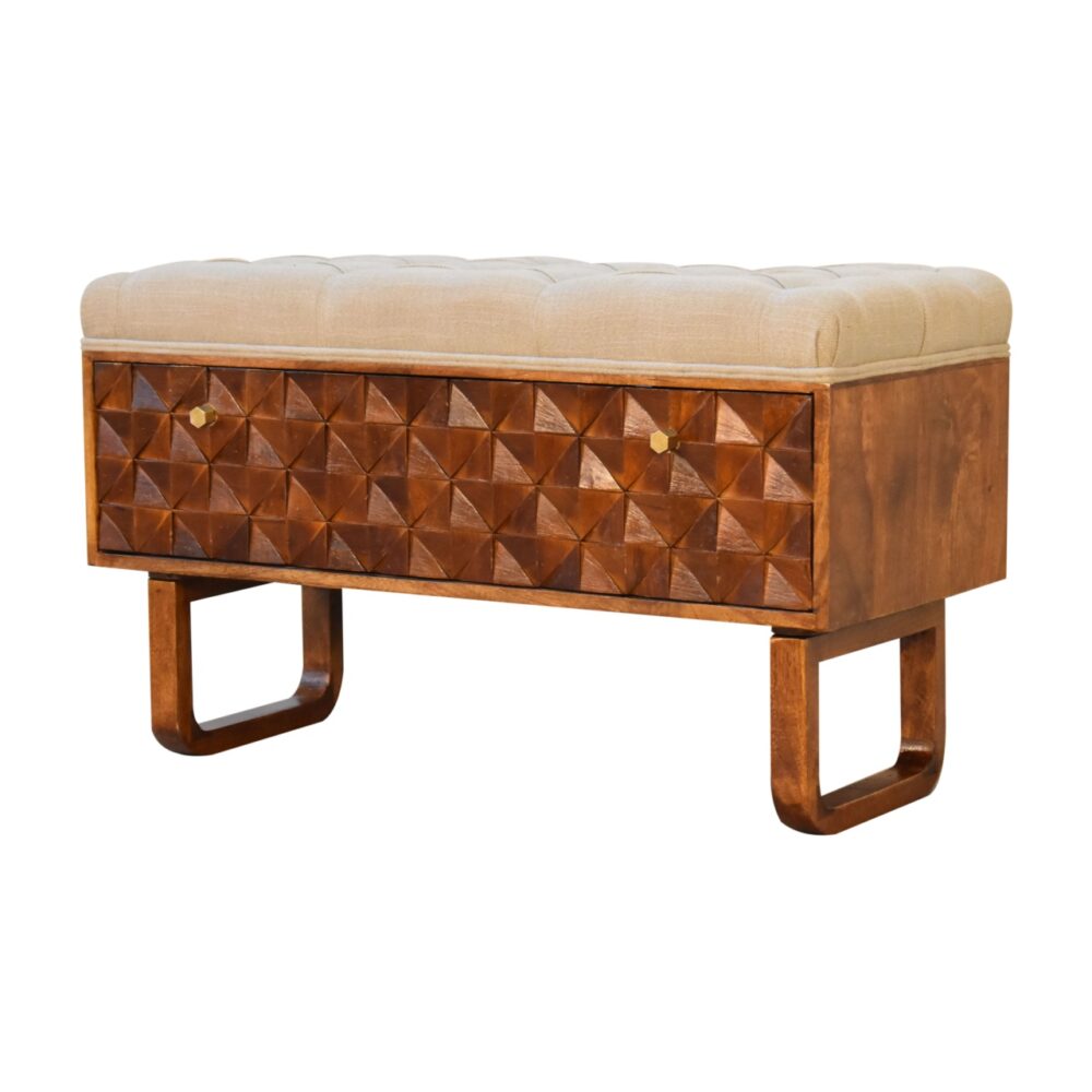 'U' Chestnut Pineapple Bench - Image 6