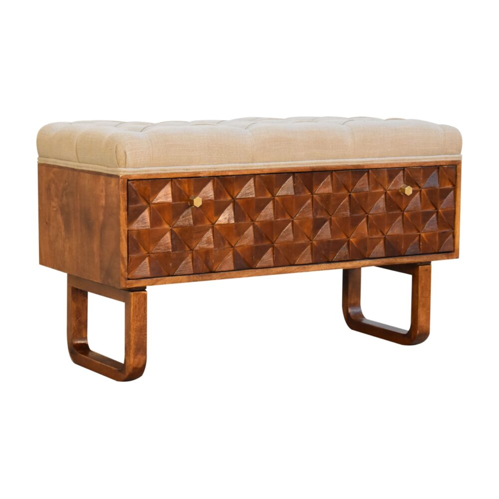 'U' Chestnut Pineapple Bench - Image 7