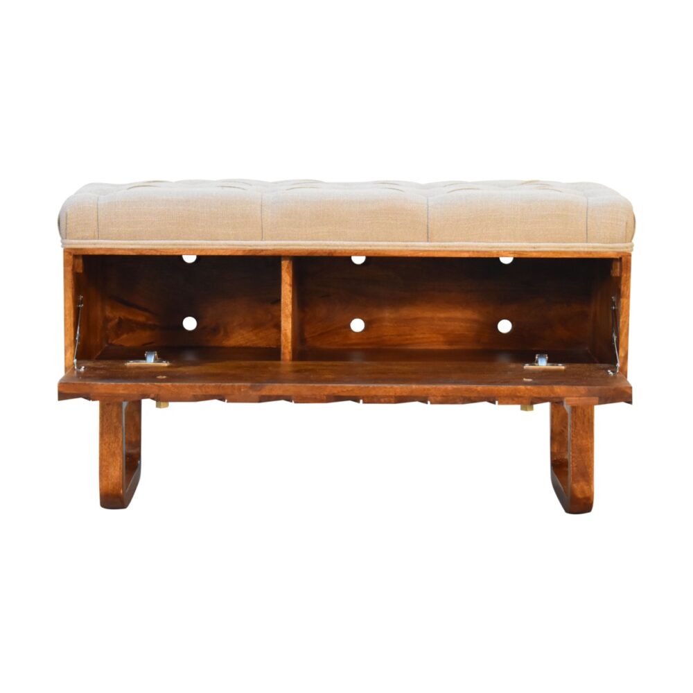 'U' Chestnut Pineapple Bench - Image 9