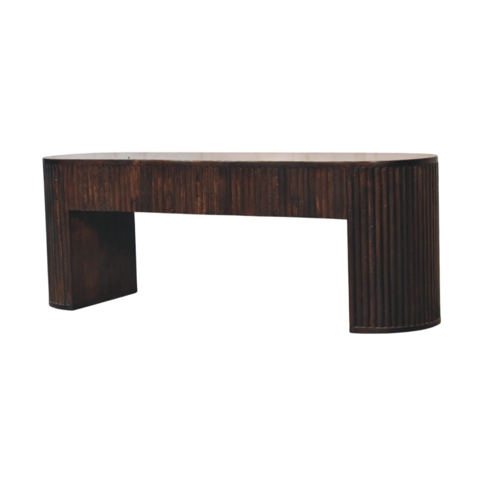 Velvet Mocha Fluted Bench - Image 3