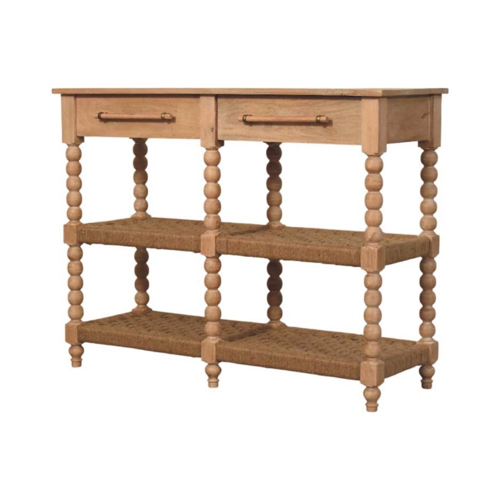 Savoy Bobbin Console with Jute Shelves - Image 3