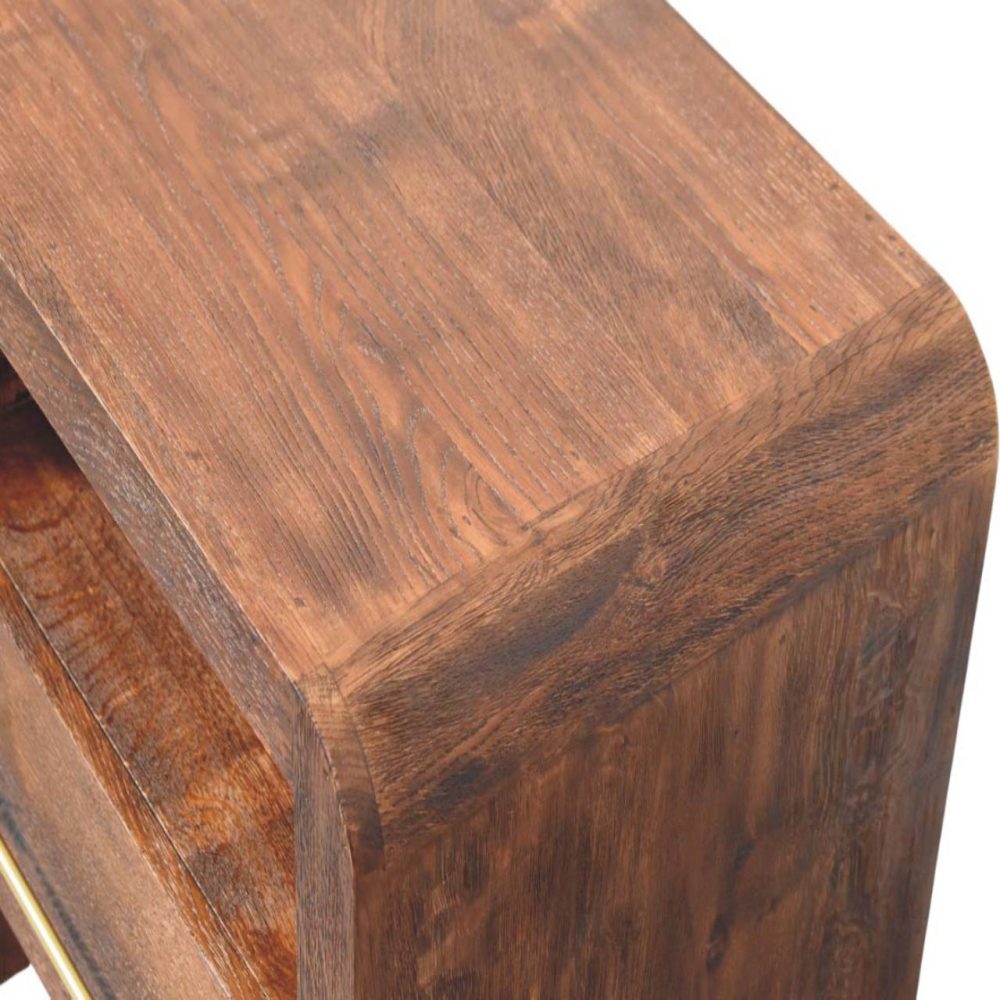 Tiger Oak Open Bedside with Brass Handle - Image 5