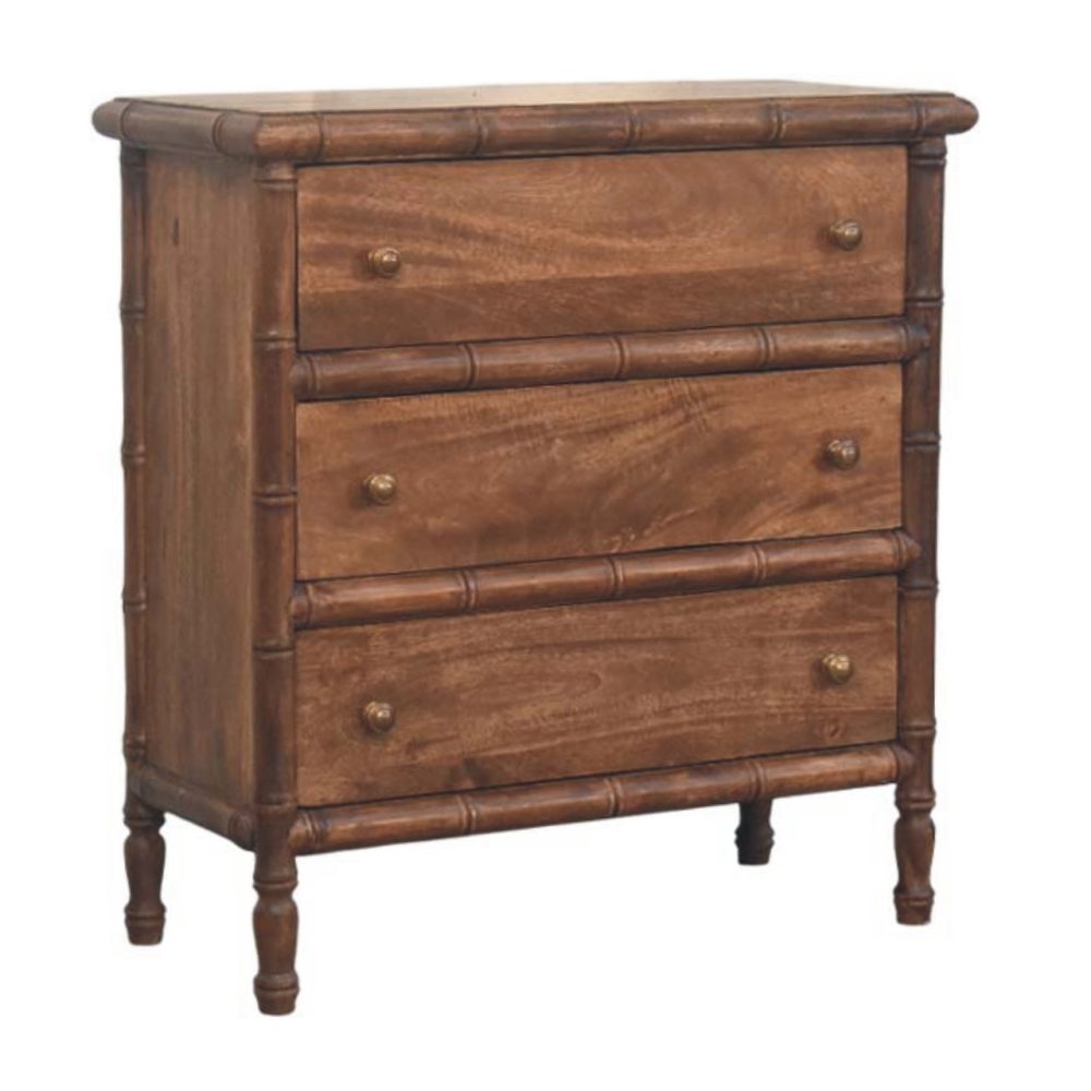 Bamboo Carved 3-Drawer Chest - Image 2