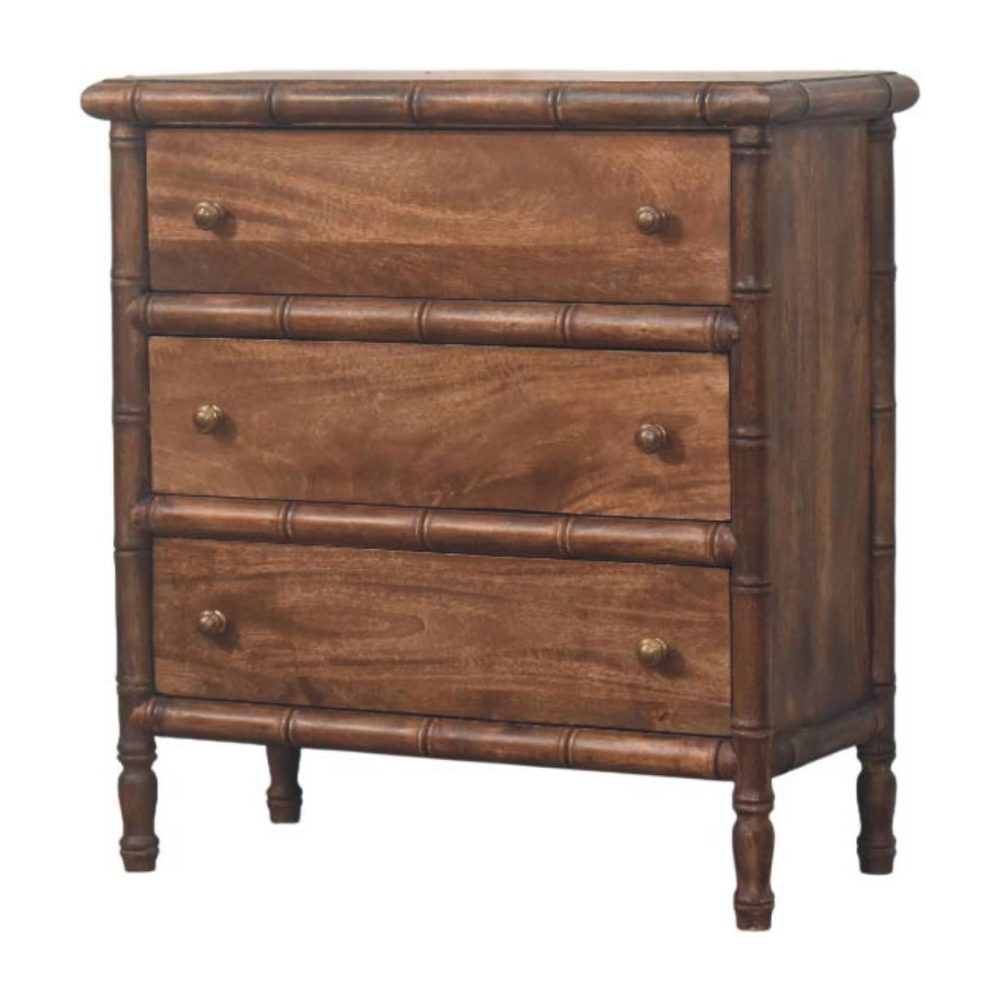 Bamboo Carved 3-Drawer Chest - Image 3