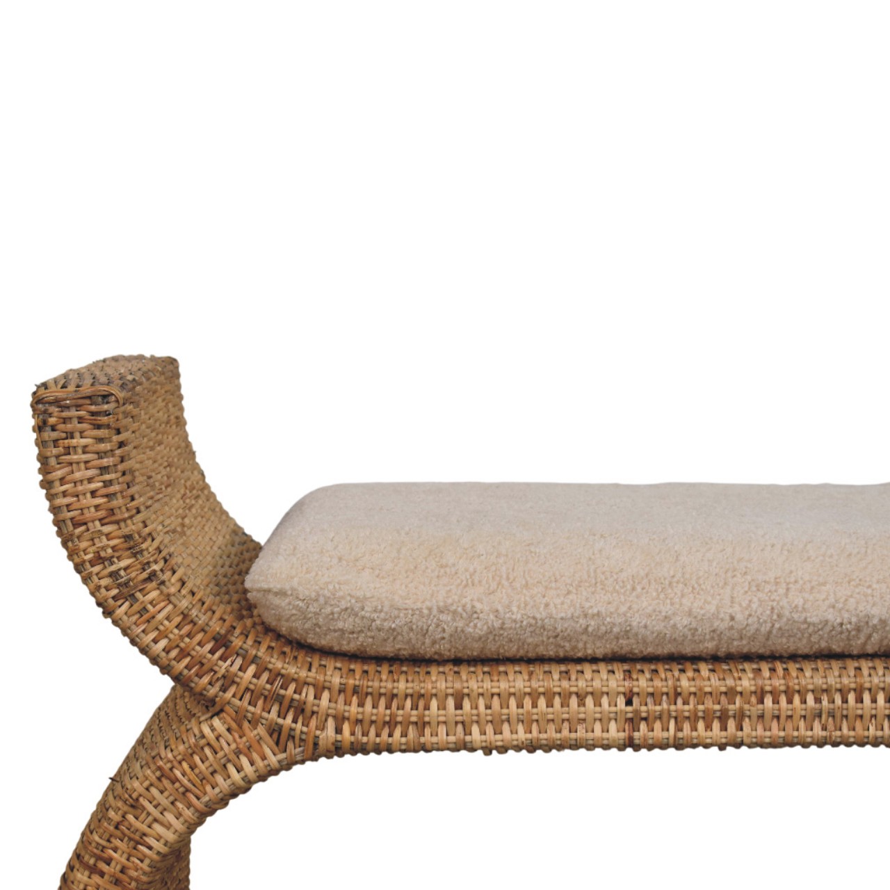 Rattan Weave Boucle Bench - Image 4
