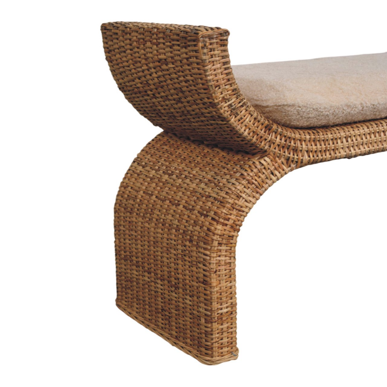 Rattan Weave Boucle Bench - Image 6
