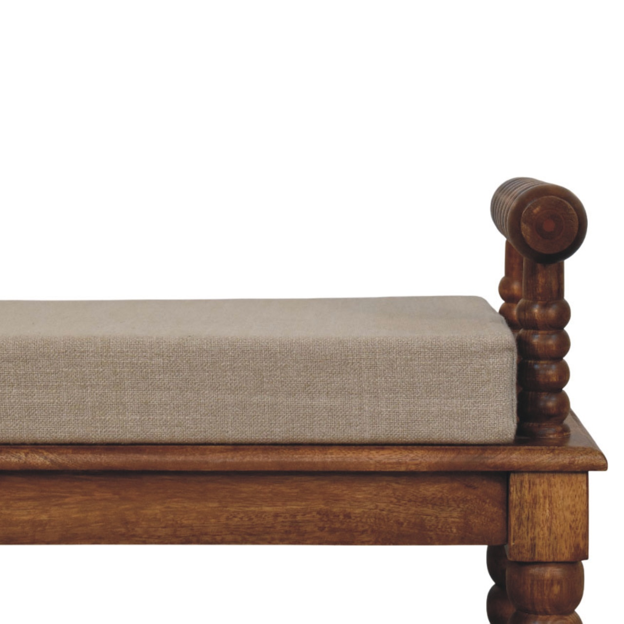Amber Oak Mud Linen Bench - Image 4