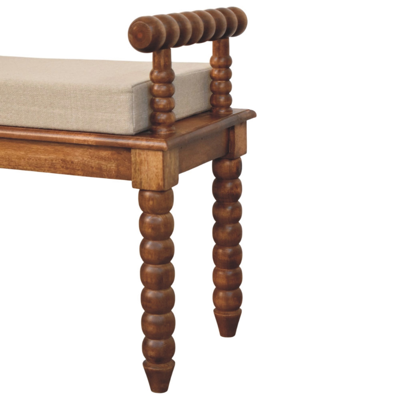 Amber Oak Mud Linen Bench - Image 7